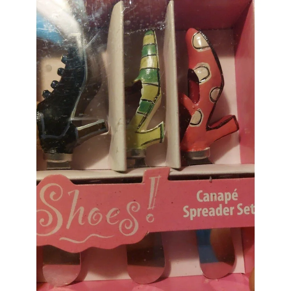 Vintage colorful shoes 3 piece canape set original box spreaders